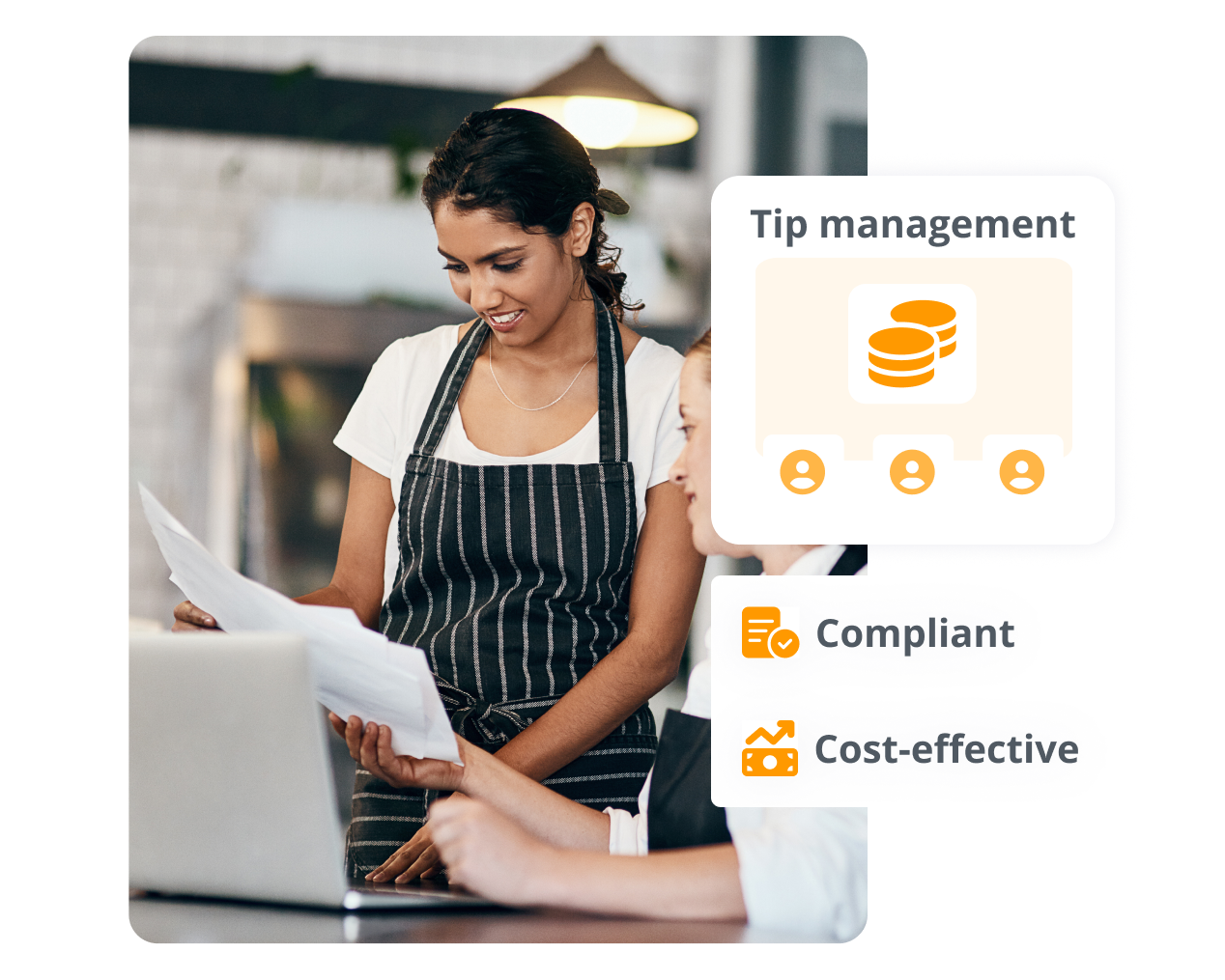 Workers looking at tips